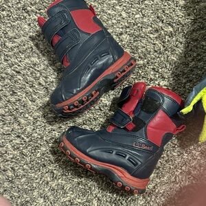 L.L. Bean Kids' Navy and Red Snow Boots
